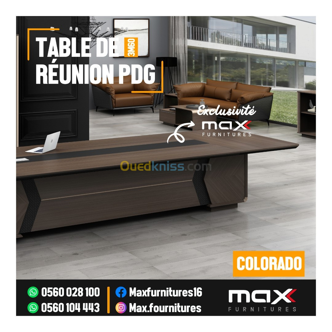 TABLE DE RÉUNION PDG - VIP - IMPORTATION - COLORADO - 3,60M