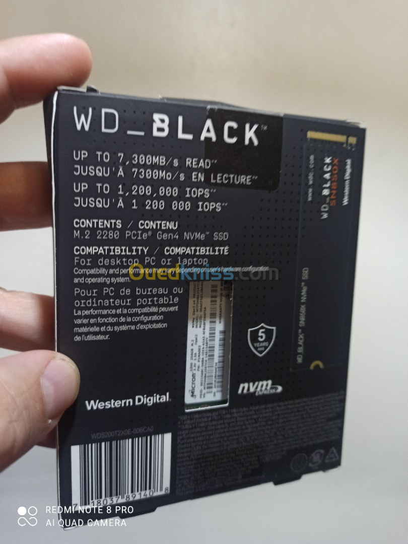 SSD Nvme WD Black SN850X 2to