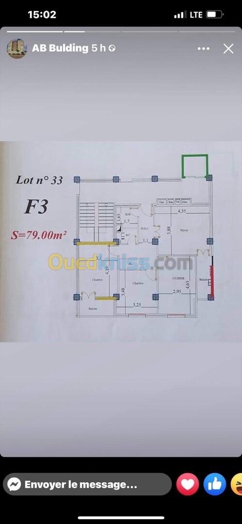 Vente Appartement F3 Boumerdès Thenia