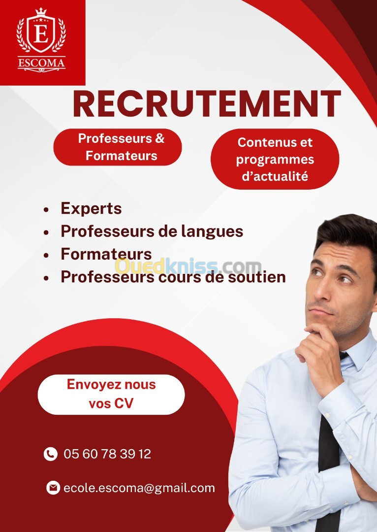 Ecole ESCOMA recrute!!!