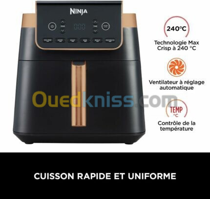 Ninja friteuse air fryer max pro AF180EUCP 6.2 L noir cuivre