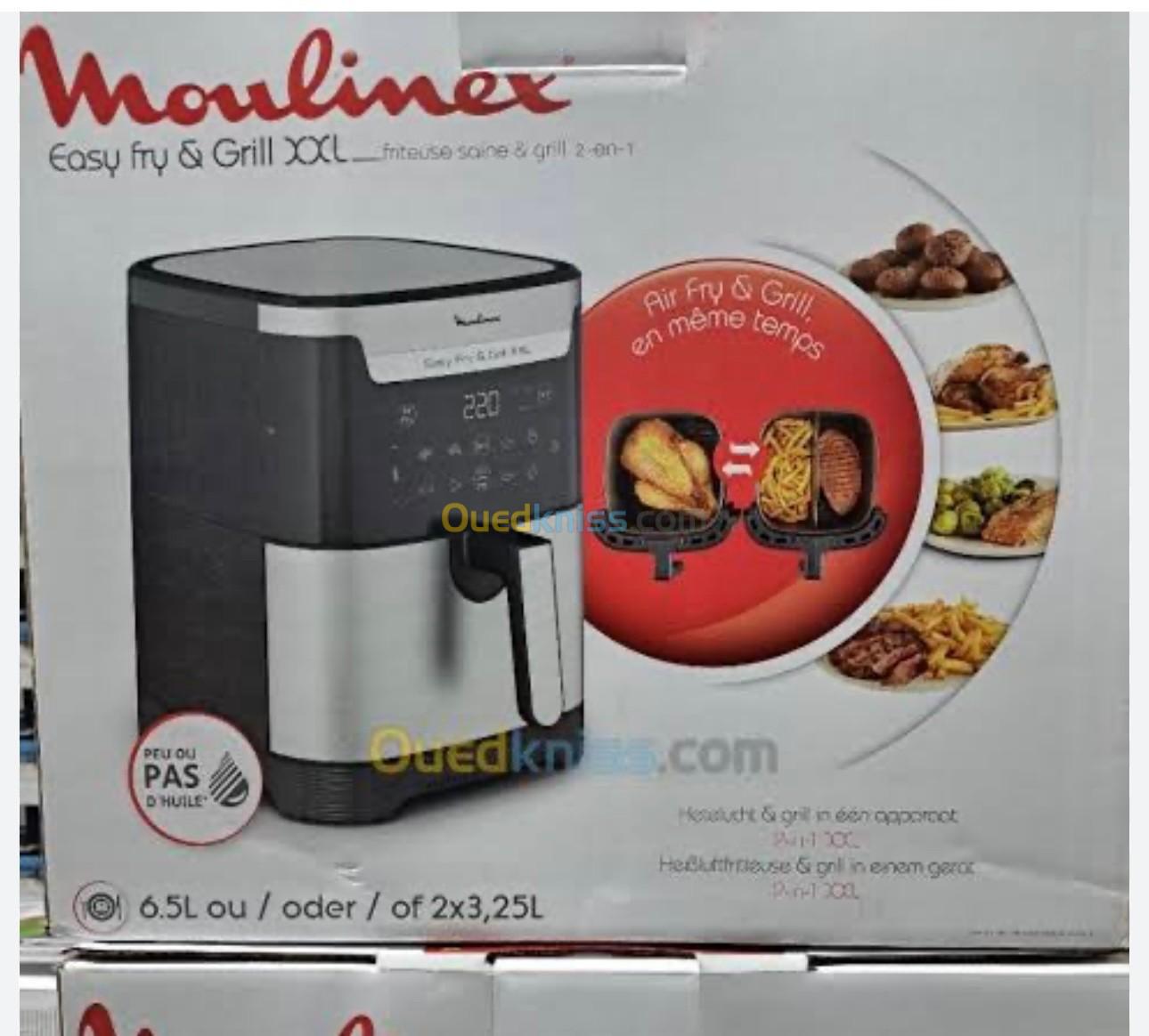 Friteuse MOULINEX 6.5L A AIR CHAUD ET GRILL EASY FRY & GRILL DIGITAL 2-EN-1 XXL INOX EZ801D10