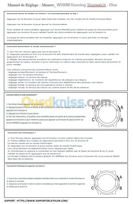 Montre DECATHLON W500M Running Stopwatch  Multifonction et Usage et étanche et Sport importé  caba 