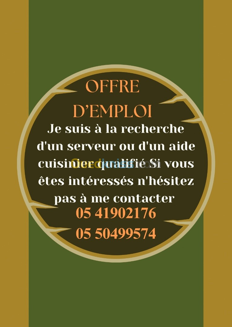 Recherche Serveur Ou Un Aid Cuisinier