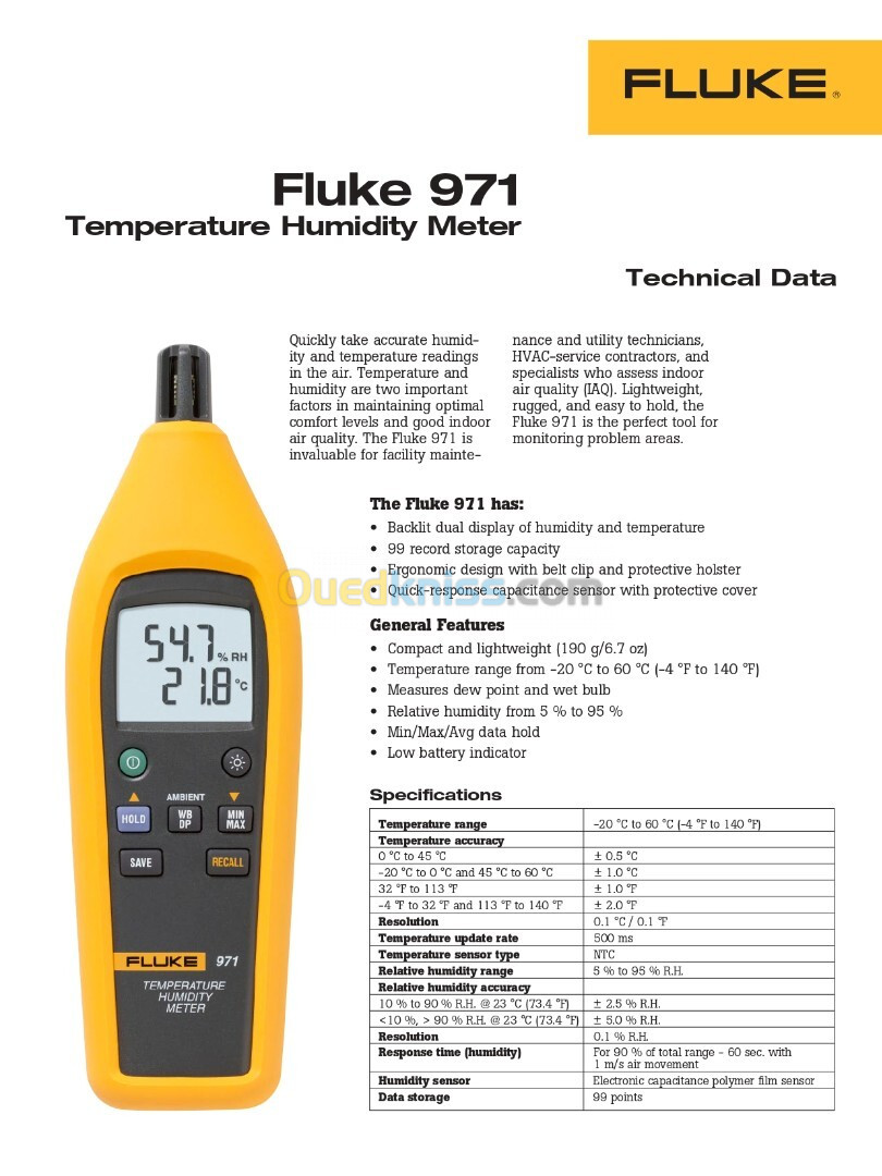 THERMO-HYGROMETRE NUMERIQUE PORTABLE AVEC SONDE