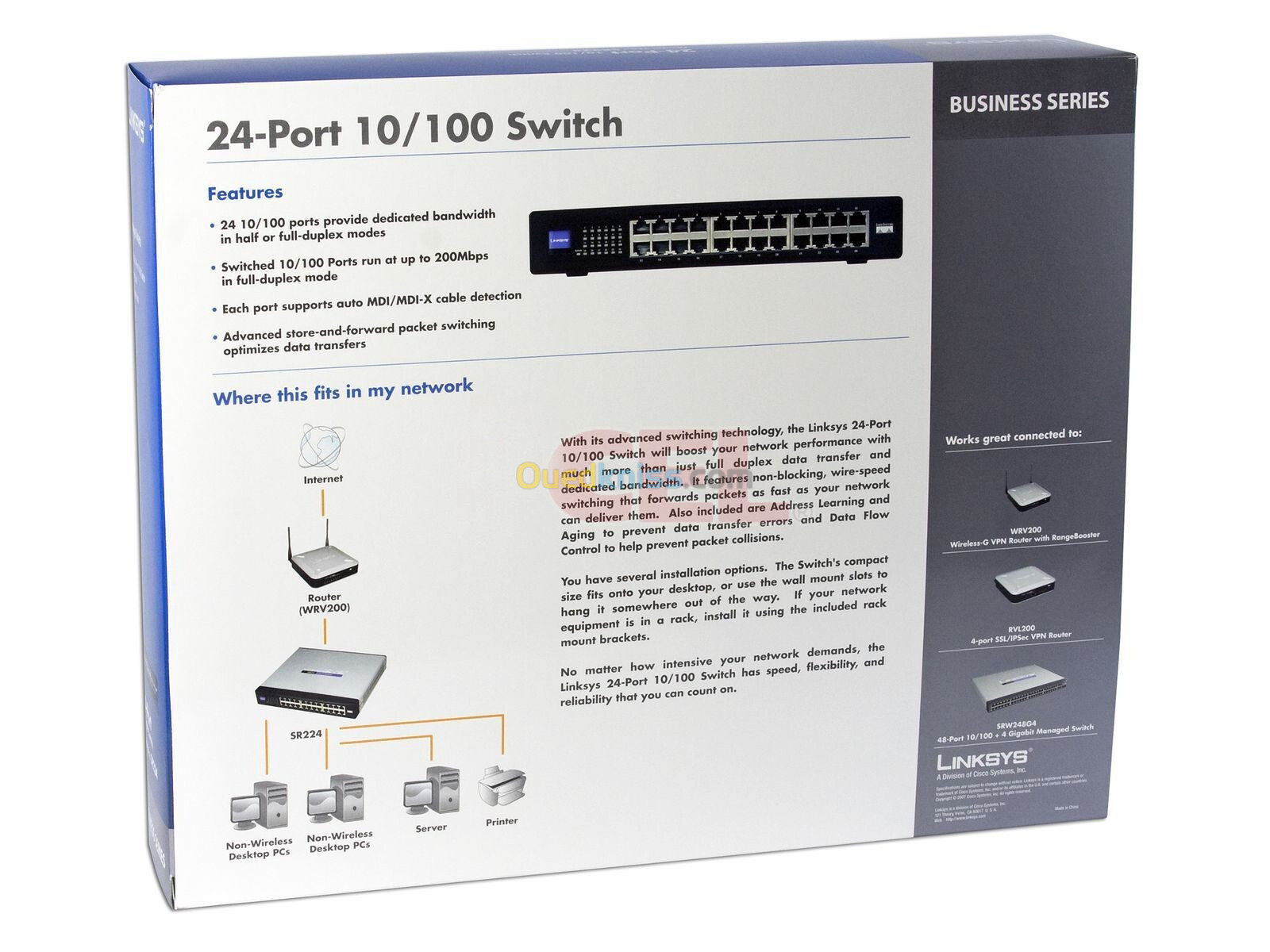 Cisco Switch Linksys SR224 24 port 10/100