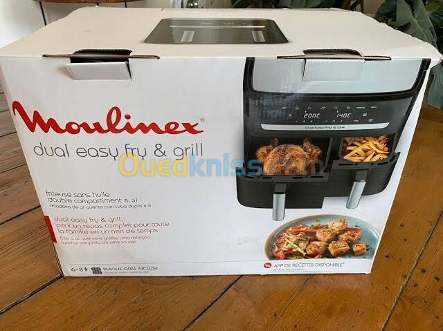 Moulinex Friteuse sans Huile A AIR DUAL EASY FRY & GRILL 8,3 L en acier inoxydable 2 Panier