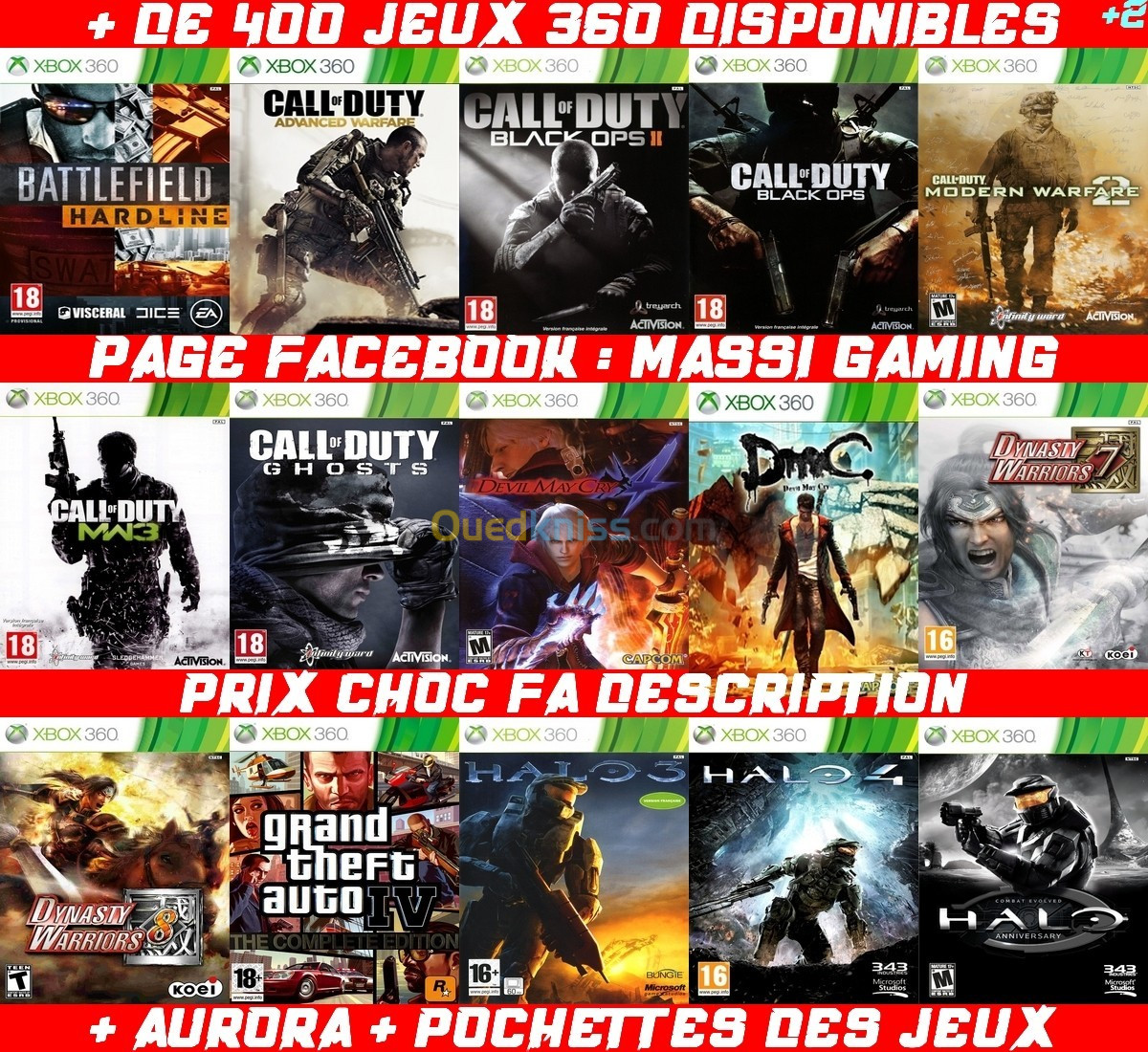 INSTALLATION JEUX XBOX 360 (PRIX CHOC FA DESCRIPTION)