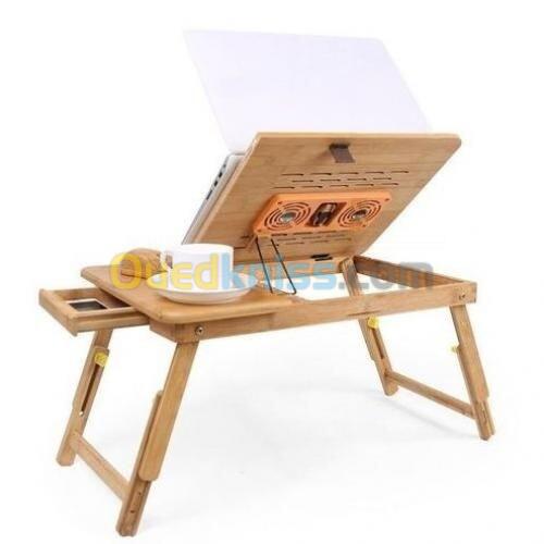 table Laptop Ordinateur Portable et mac book on Bois Bambou Pliable avec Ventilateur capsys BM62