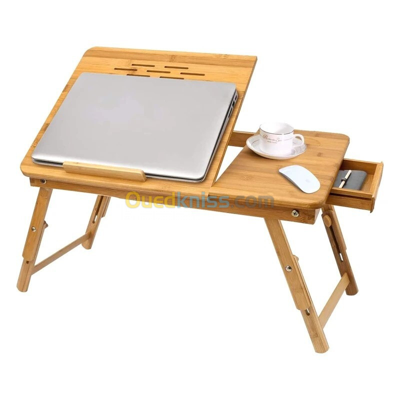 table Laptop Ordinateur Portable et mac book on Bois Bambou Pliable avec Ventilateur capsys BM60 