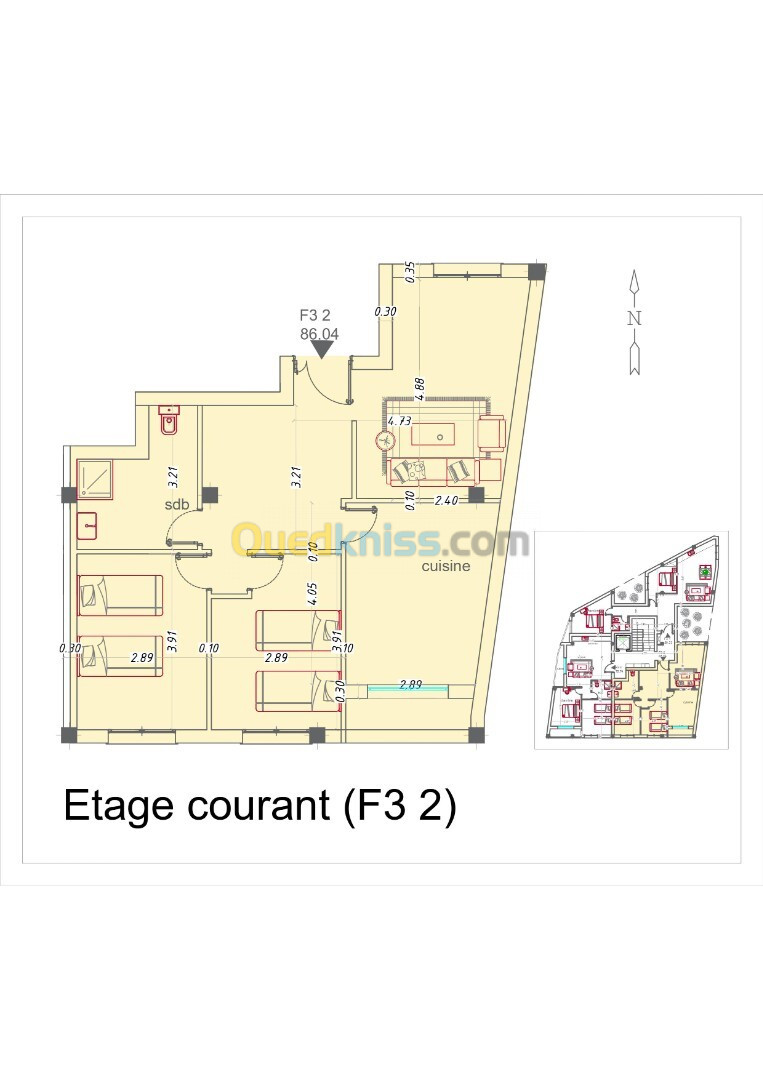 Vente Appartement F3 Alger Cheraga