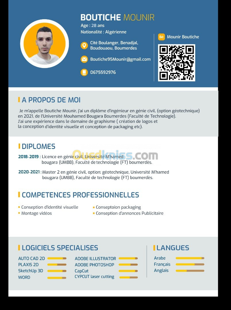 Ingénieur génie civil infographe designer 