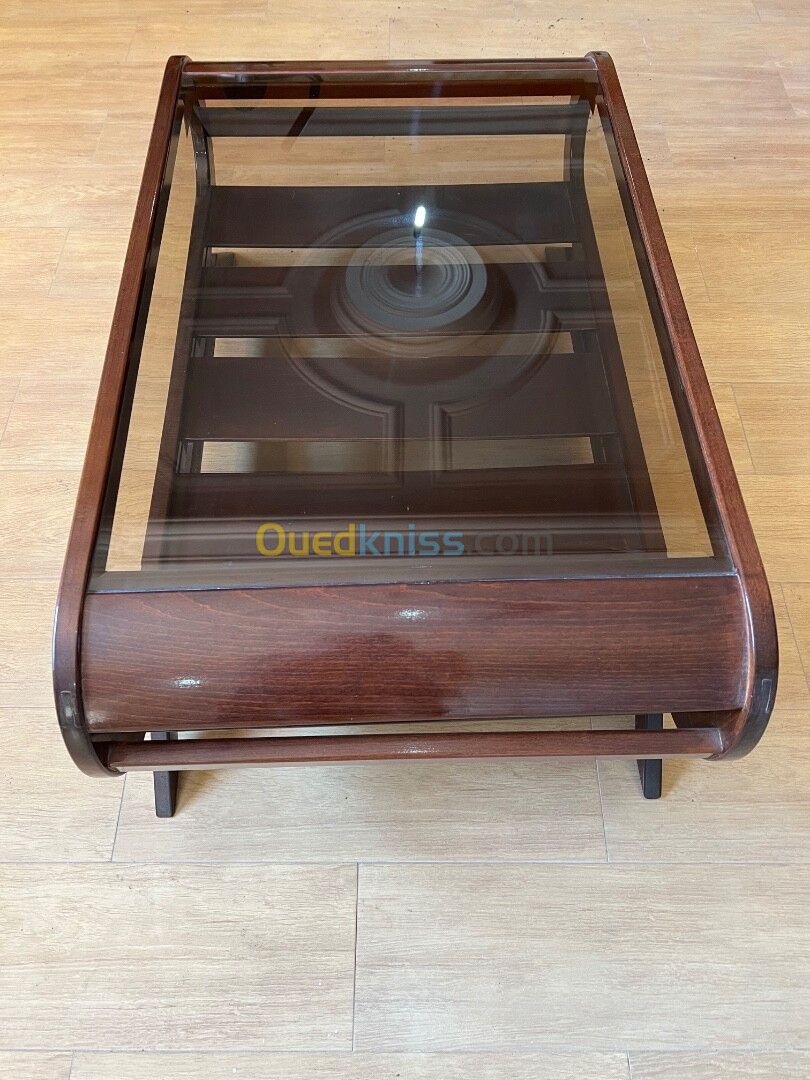 Table Basse en Bois et Verre Moderne