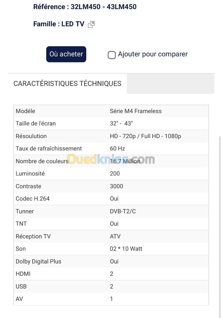 Télévision condor 32LM450