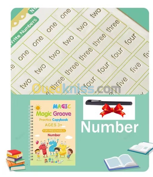 4 Livres Cahier d'apprentissage- Math ,Drawing, Number, Alphabet