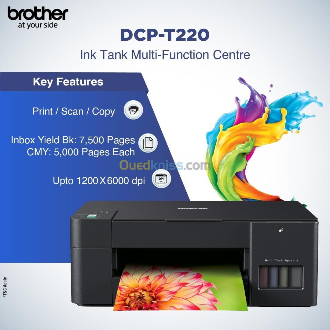 IMPRIMANTE MULTIFONCTION BROTHER DCP-T220 3EN1 RÉSERVOIR INTÉGRÉ 