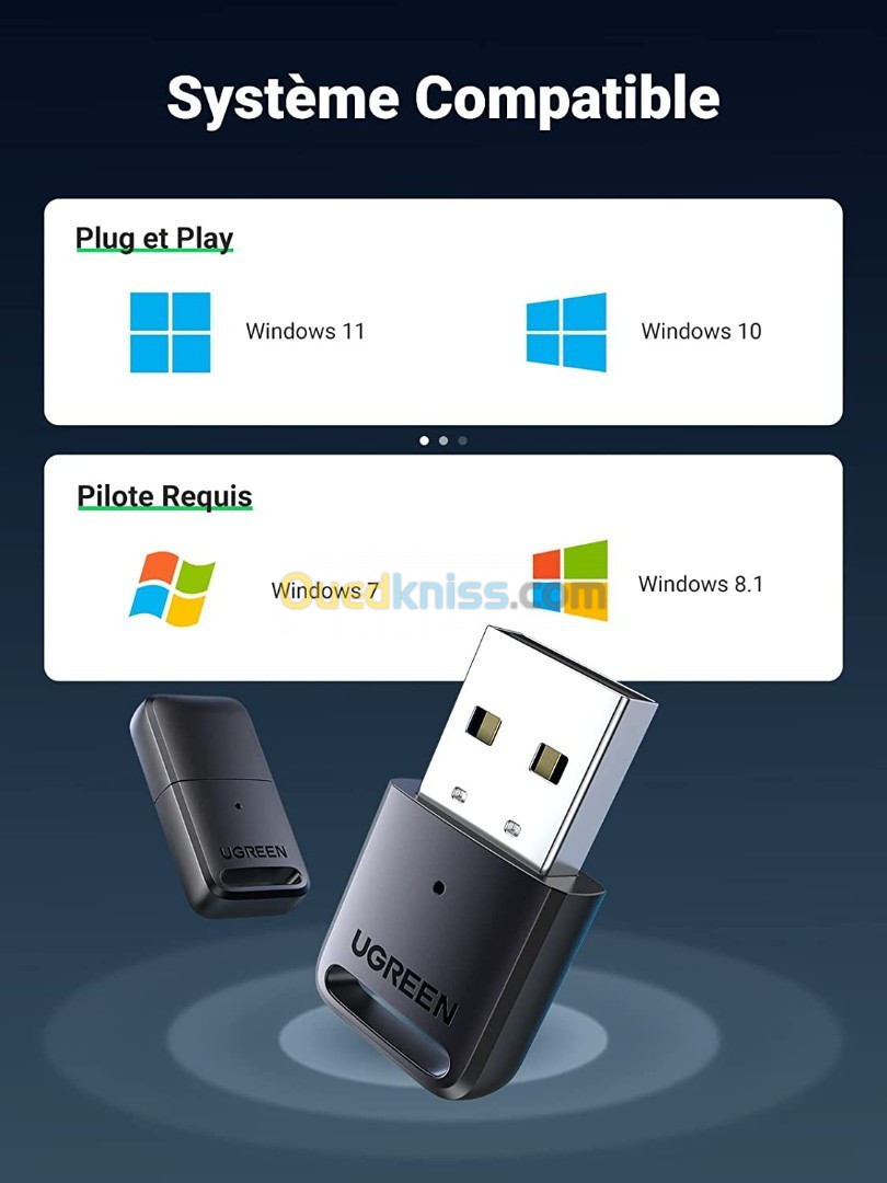 BLUETOOTH UGREEN 5.3 USB ADAPTATEUR FOR PC/ CONSOLE/ MANETTE - Alger Algeria