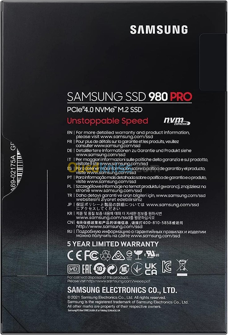 SAMSUNG 980 PRO PCIe 4.0 NVMe M.2 SSD 2TB