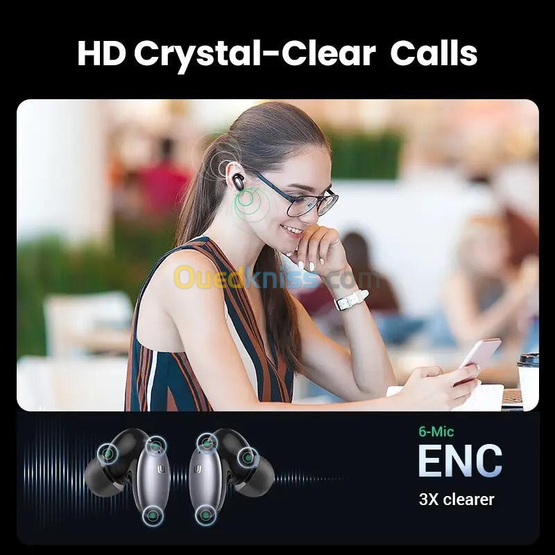 UGREEN HiTune X6 ANC Wireless Earbuds, BT 5.1, 6-Mic ENC, Gaming mode, 26H