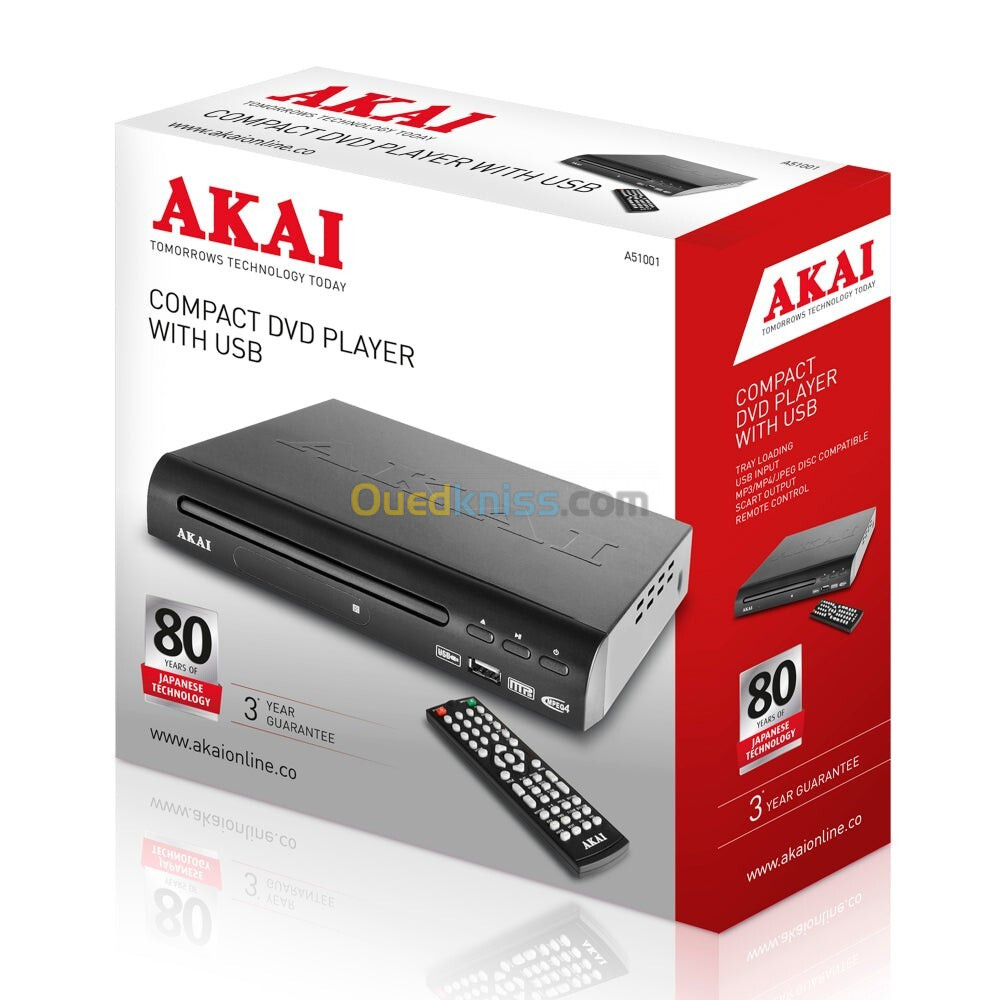 Lecteur DVD compact Akai avec USB Noir