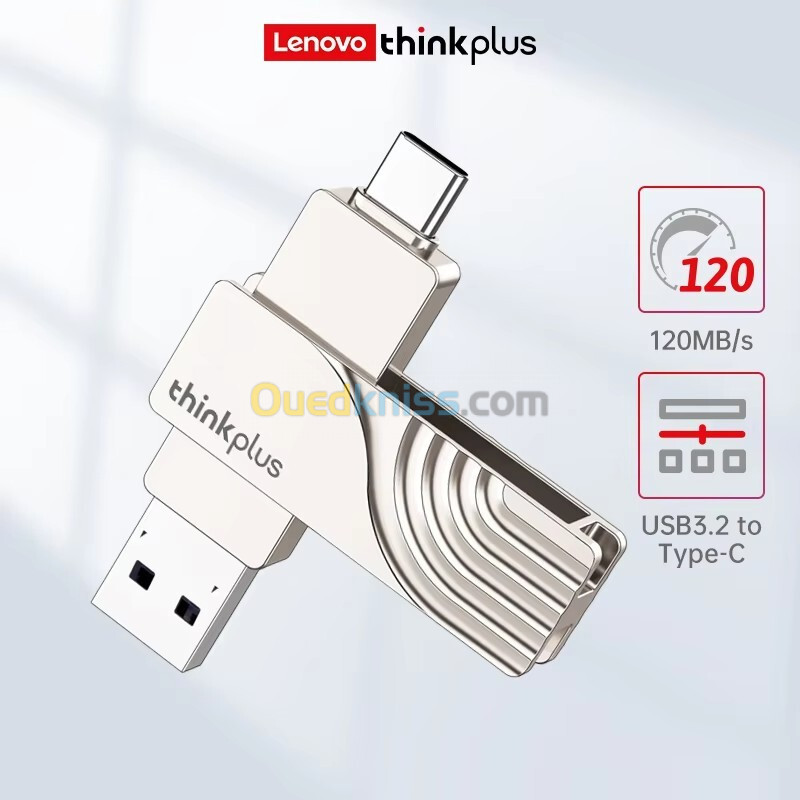 الاصلي Lenovo Thinkplus -Clé USB 3.2 Type A Type C 128 Go 