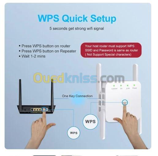 Acheter Répéteur WiFi sans fil longue portée, amplificateur Wi-Fi  2.4G/5Ghz, 1200 M, routeur Wifi, Point d'accès