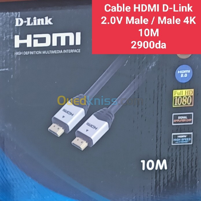 Cable HDMI D-Link 2.0V Male / Male 4K  10M