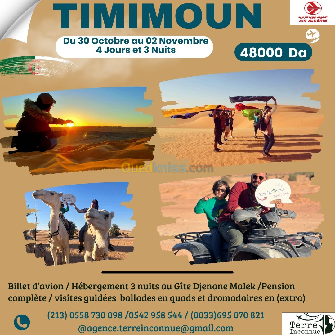  Timimoun par avion du 30 Octobre au 02 Novembre à Dar Sanasa 