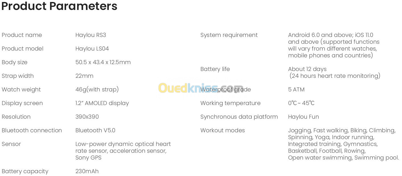 ساعة أصلية ذكية Smart Watch Original HAYLOU RS3