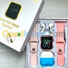 Smart Watch + Ecouteurs Sans fil - W26 PRO MAX - Rose ساعة ذكية + سماعات لاسلكية