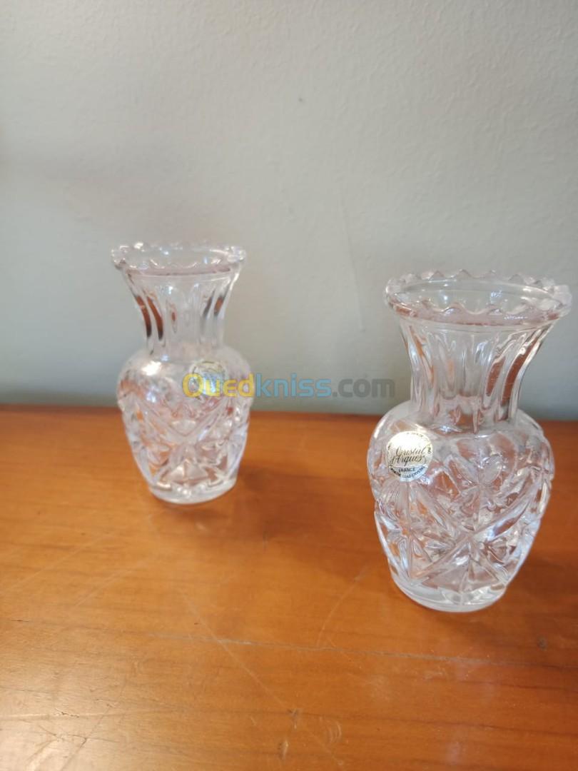 Paire de petits vases en cristal d'Arques France 