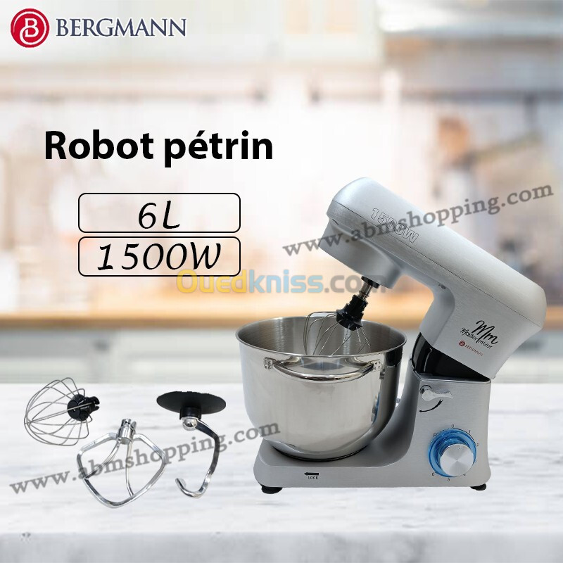 Robot pétrin 1500W , 6L | Bergmann