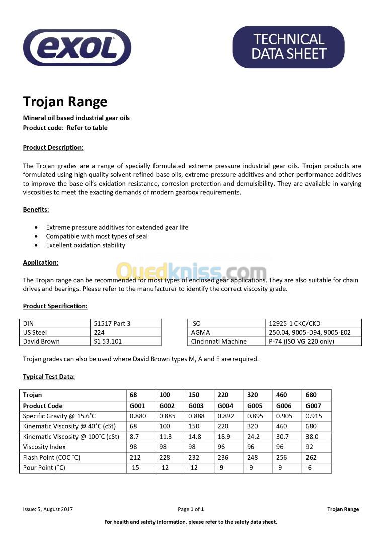 HUILE POUR ENGRENAGE EXOL TROJAN - FUT 200L