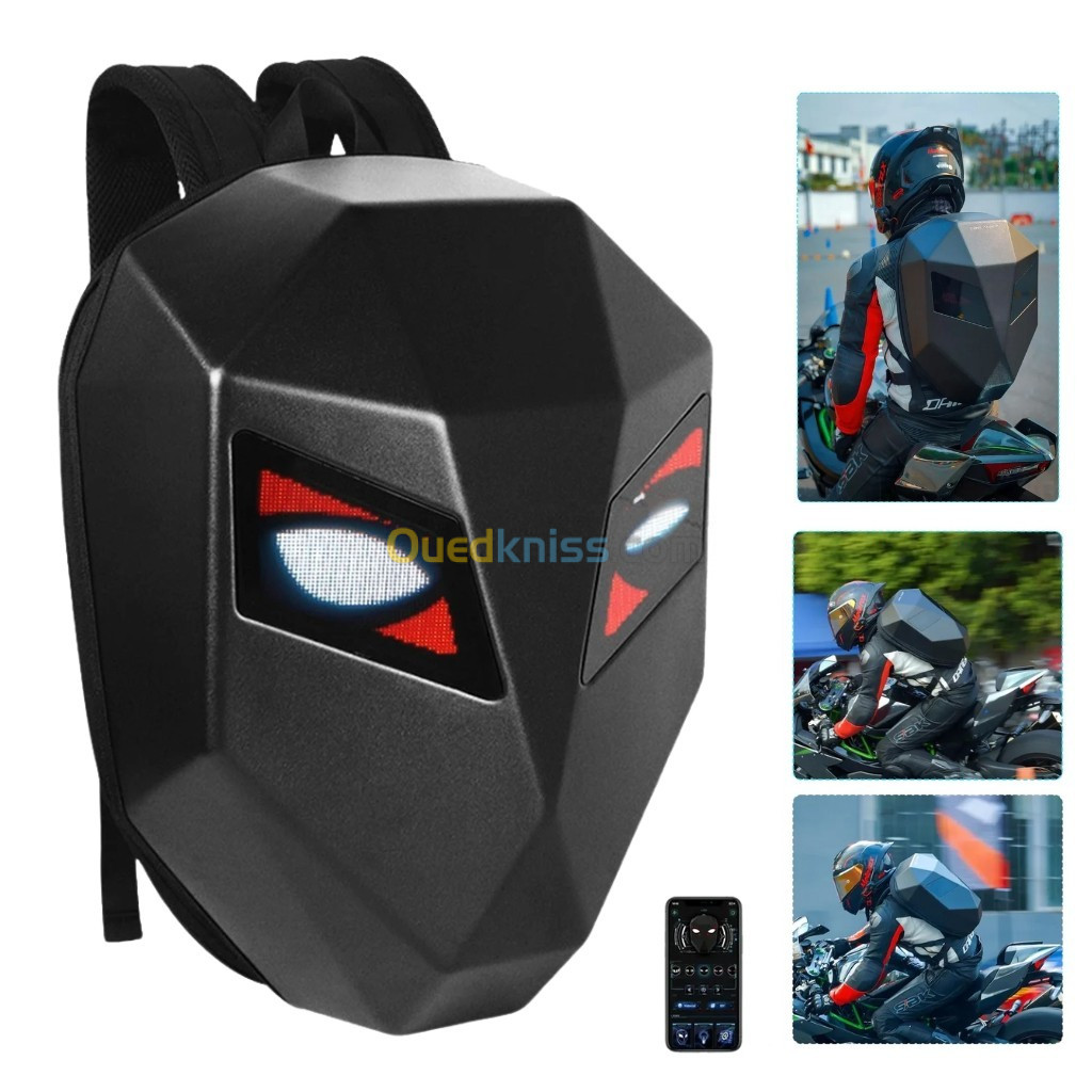   Crelander Sac à dos moto a écran d'affichage LED 3D,extensible et étanche حقيبة ظهر ثلاثية الابعاد