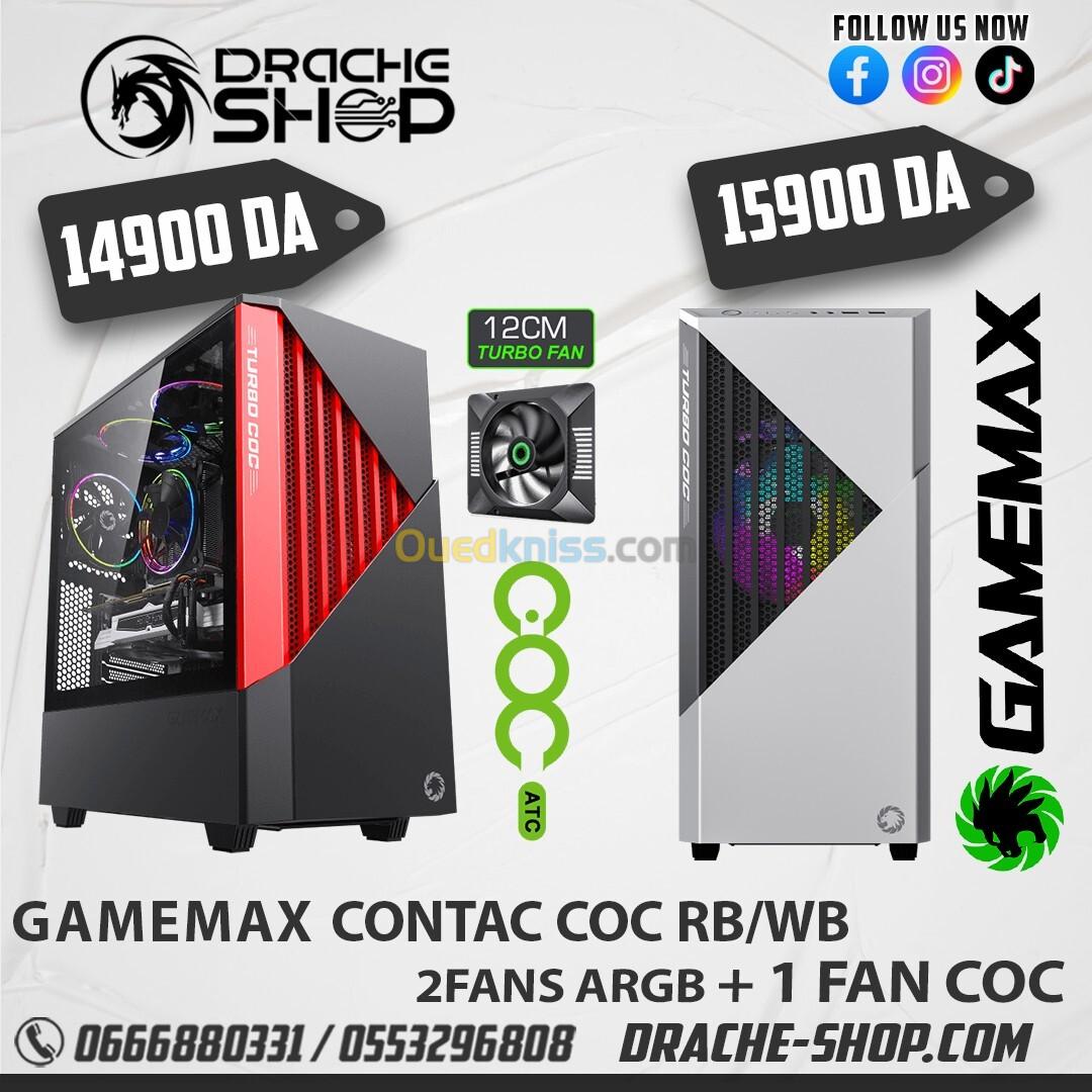 Boitier Gaming GAMEMAX CONTAC COC 2FANS ARGB + 1 FAN COC (RED-Black/White-Black)