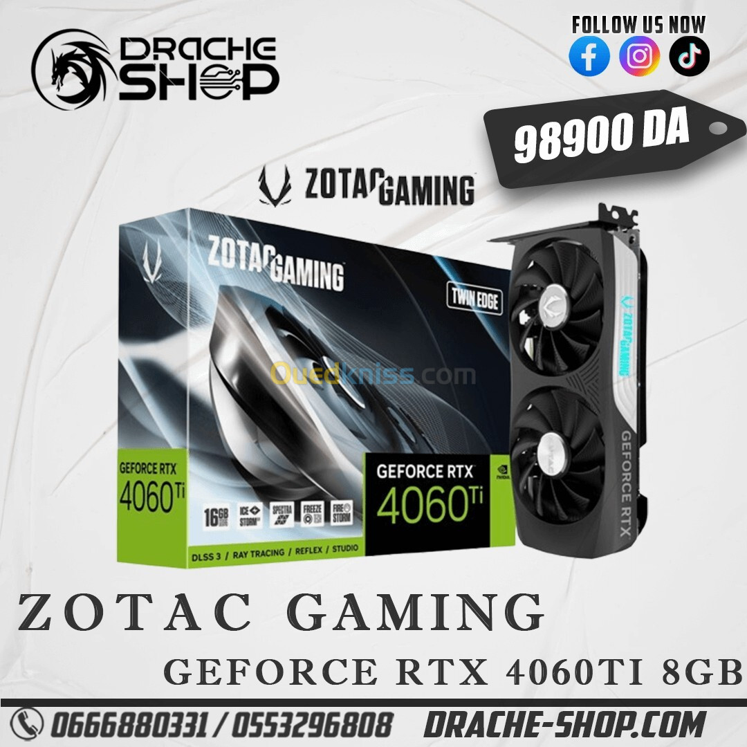 Carte graphique RTX 4060TI 8GB Zotac Gaming Twin Edge