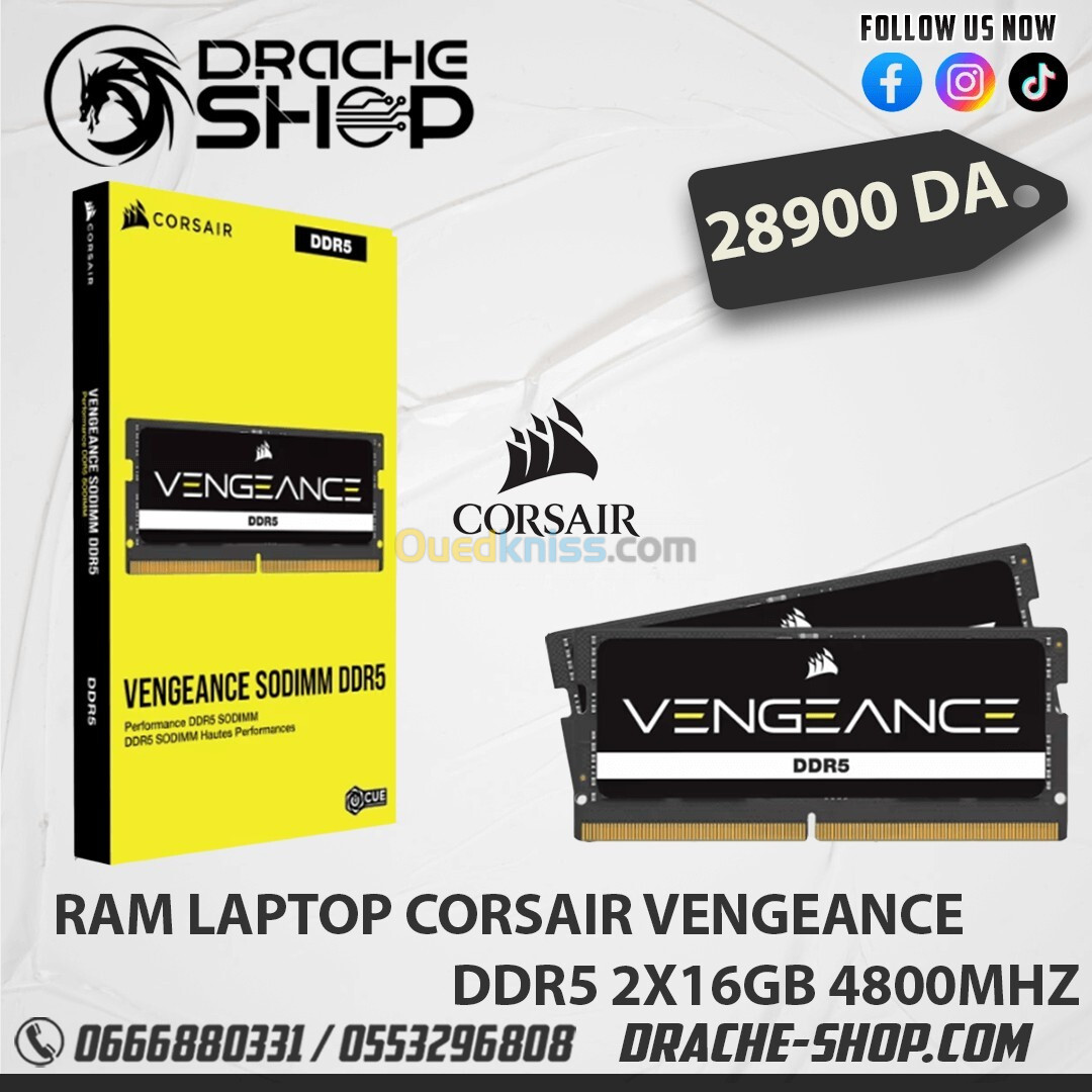 RAMS VENGEANCE DDR5 SODIMM 32GB (2x16GB) DDR5 4800MHZ for laptop