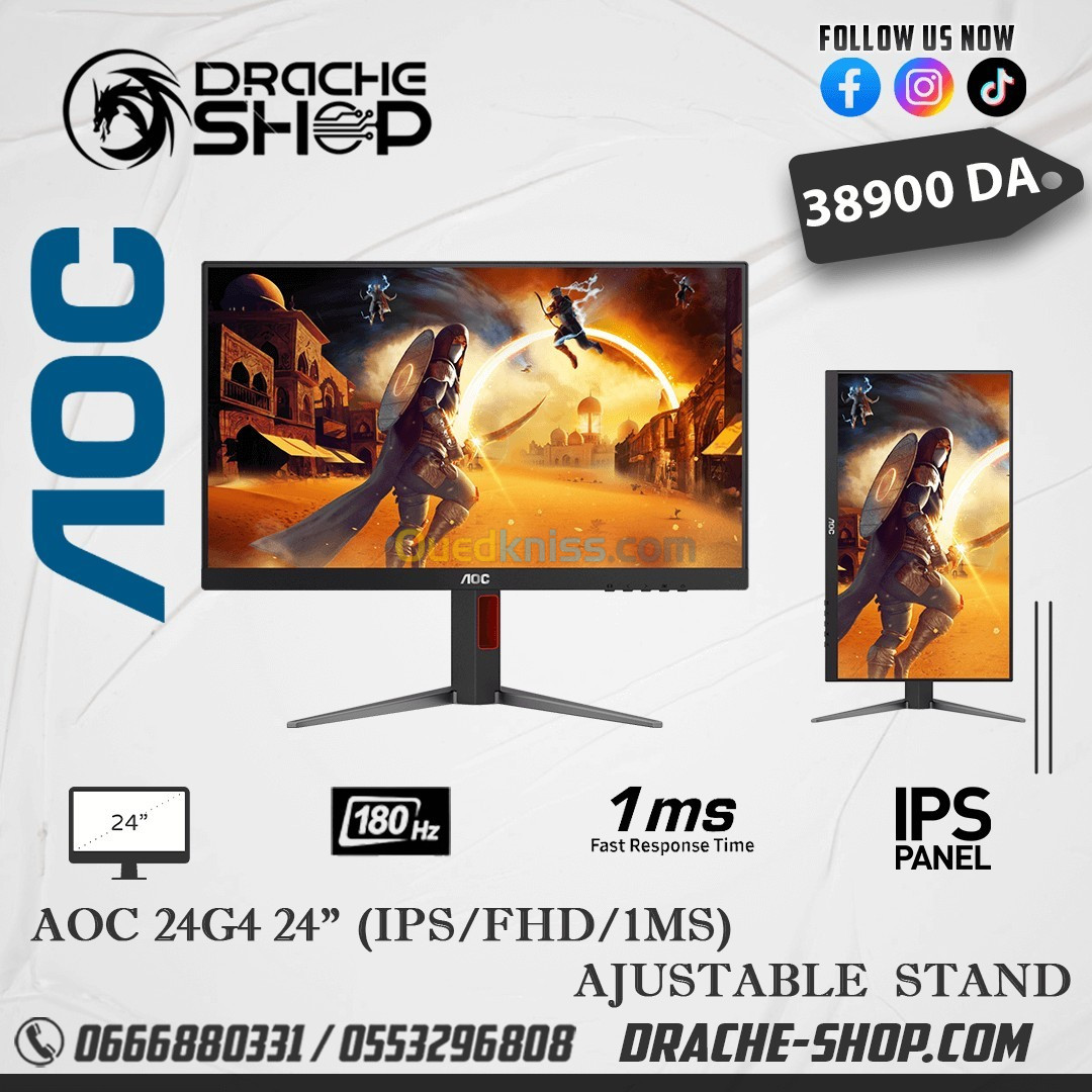 Ecran AOC 24G4 IPS FHD 180HZ 1Ms