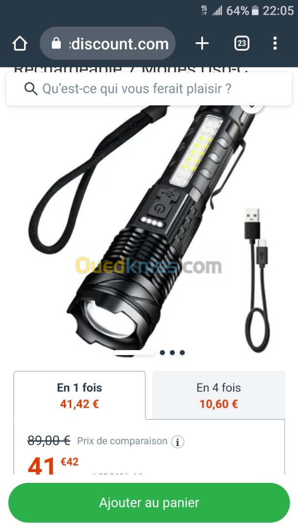 Lampe torche LED A76 (rechargeable) ultra puissante