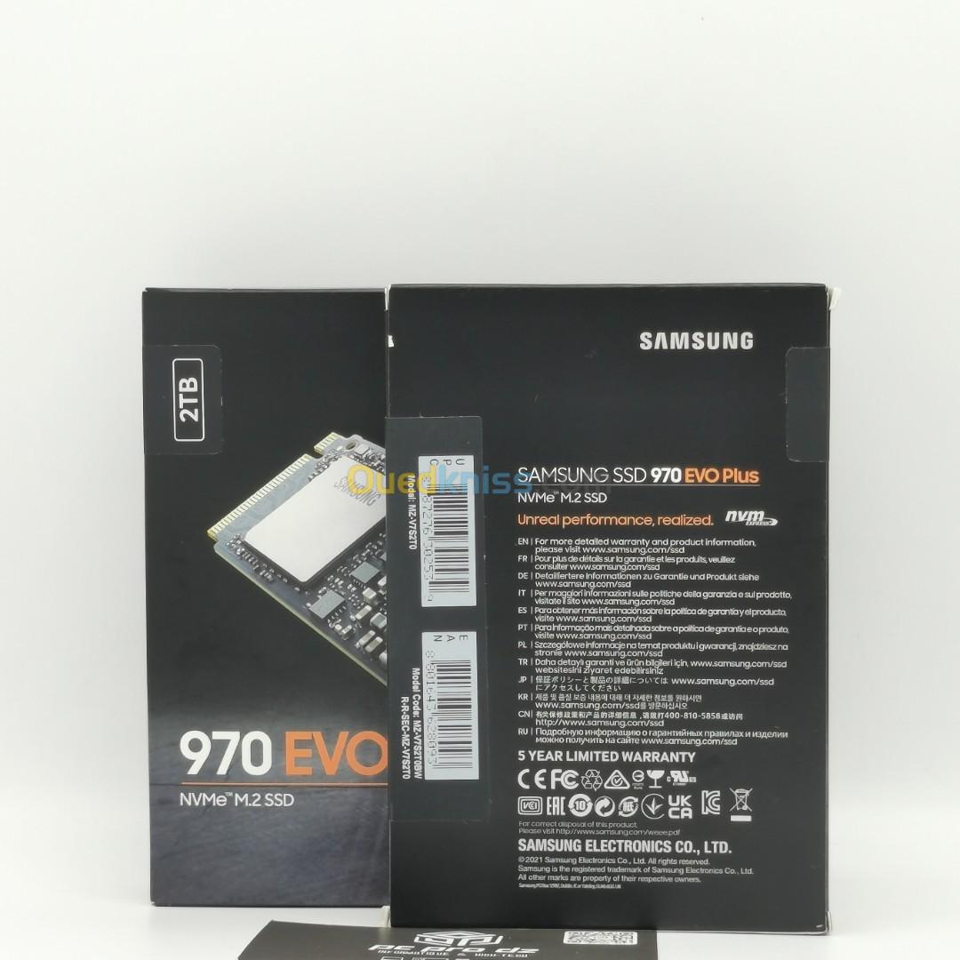 SAMSUNG 970 EVO PLUS SSD NVME M.2  VITESSE LECTURE 3500 MB/s CAPACITÉ 2TB NEUF SOUS EMBALLAGE