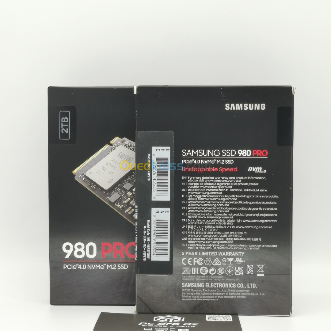 SAMSUNG 980 PRO SSD PCIE 4.0 NVME M.2 VITESSE LECTURE 7000 MB/s CAPACITÉ 2TB NEUF SOUS EMBALLAGE