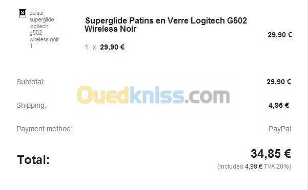 Patins SUPERGLIDE en VERRE, Logitech G502 Lightspeed