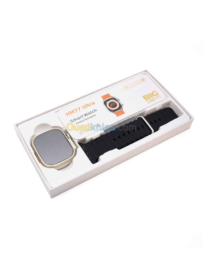 HM77 Ultra Smart Watch - Silver Case and Orange Strap