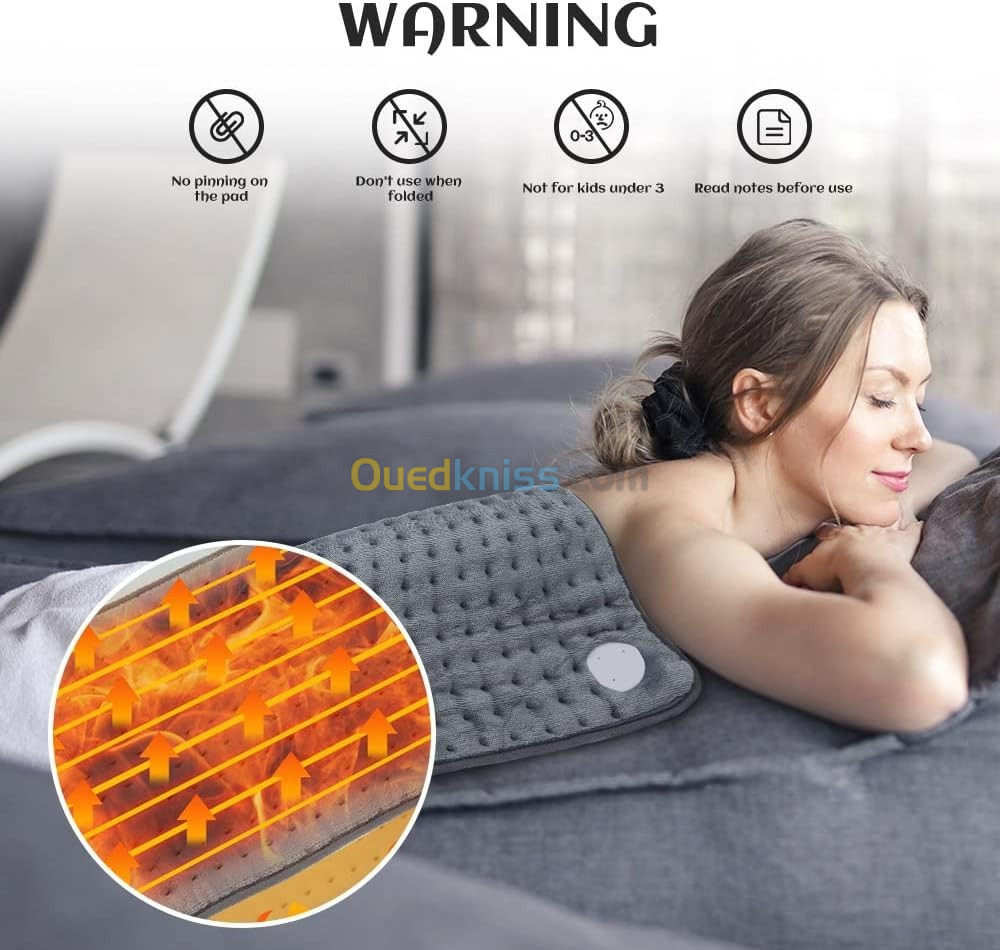 Coussin chauffant, coussinets électriques pour soulager les douleurs musculaires du dos 