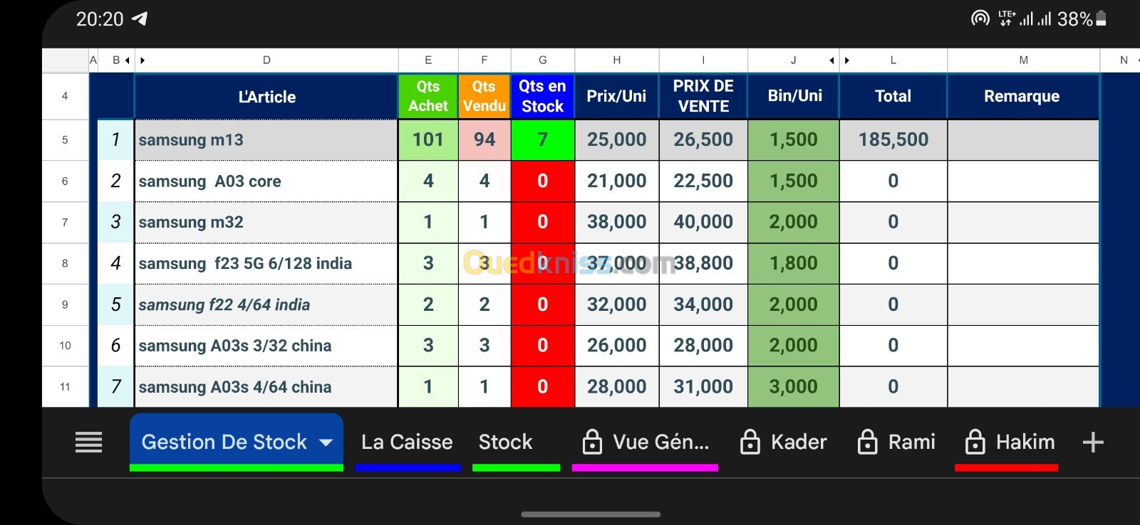 Application de gestion de stock et de facturation sur Excel/Google sheets