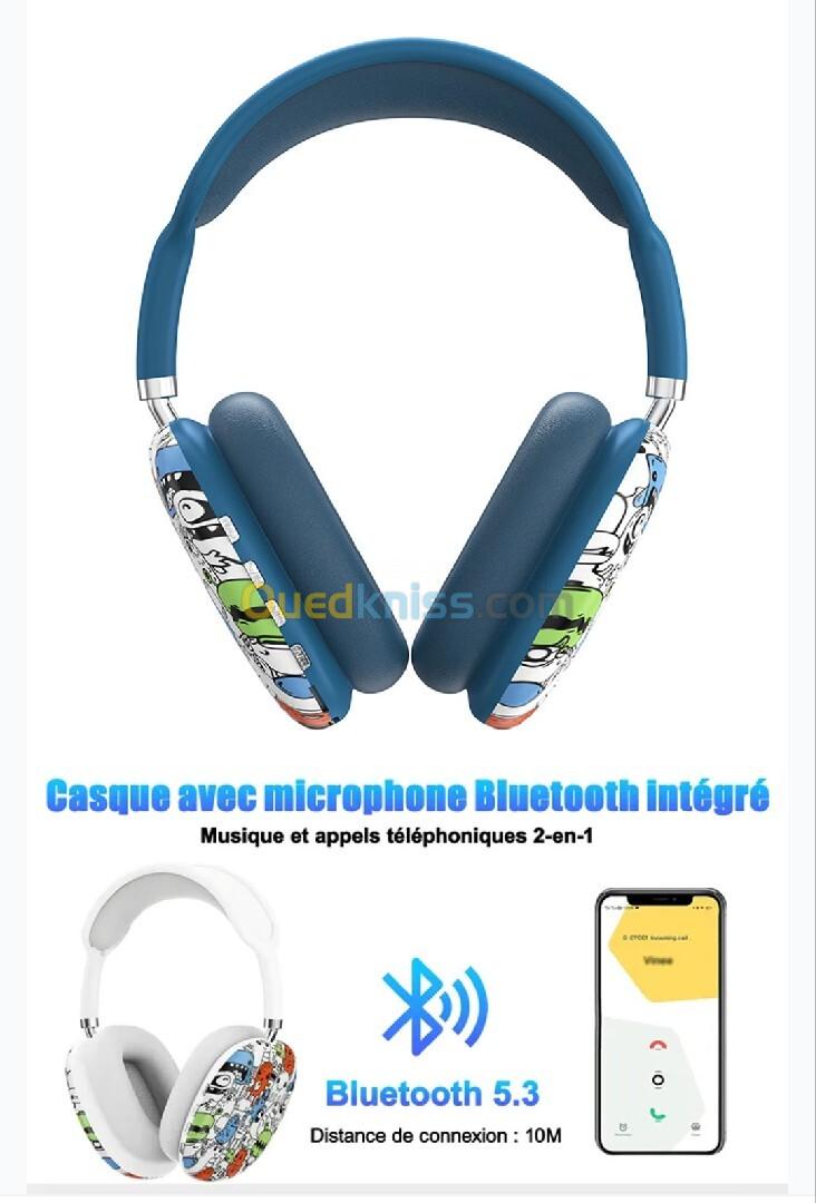 P9 Graffiti Casque Bluetooth Sans Fil V5.0