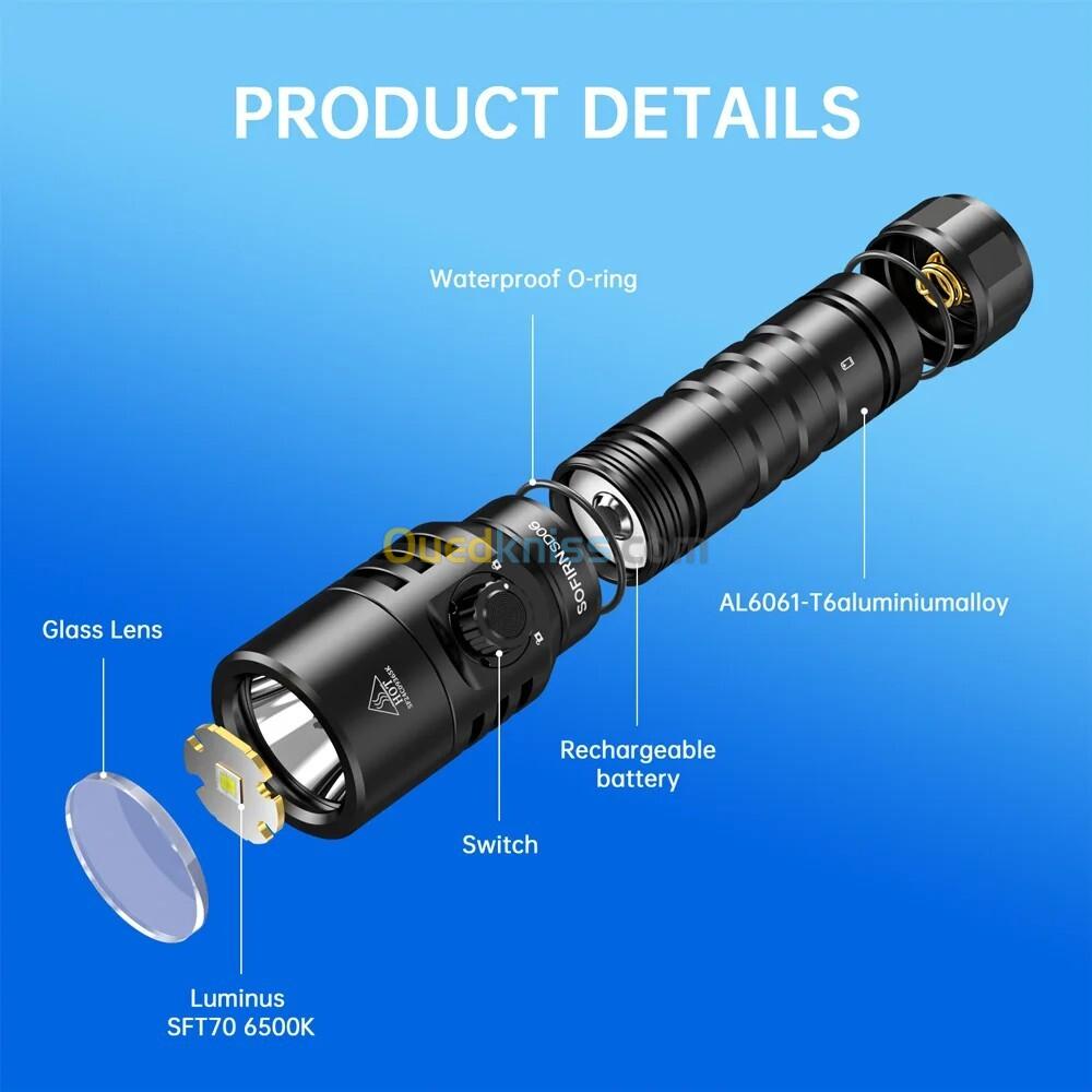 Lampe Torche SOFIRN SD06 - 3200 Lumen Chasse Sous Marine Plongée (Rechargeable)