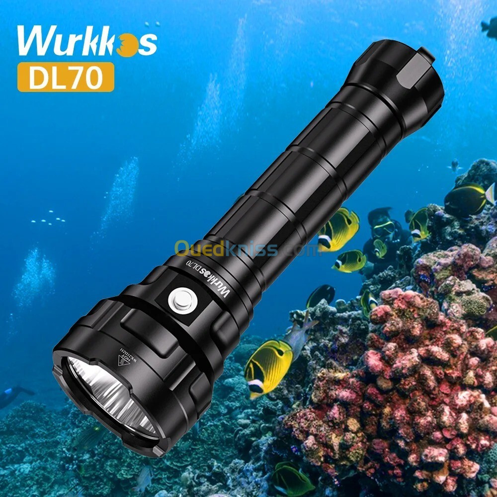 Lampe Torche Wurkkos DL70 - 13000 Lumen Chasse Sous Marine Plongée (Rechargeable)