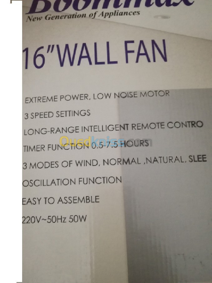 Ventilateur mural 16 pouces  avec Telecomande 
