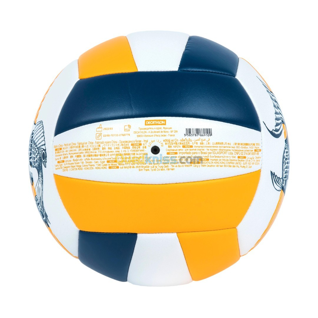 Ballon de Beach volley 100 Classic cousu Taille 5 Orange Poisson